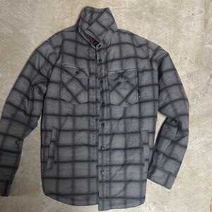 Men's Black and Gray Checkered Ski Jacket